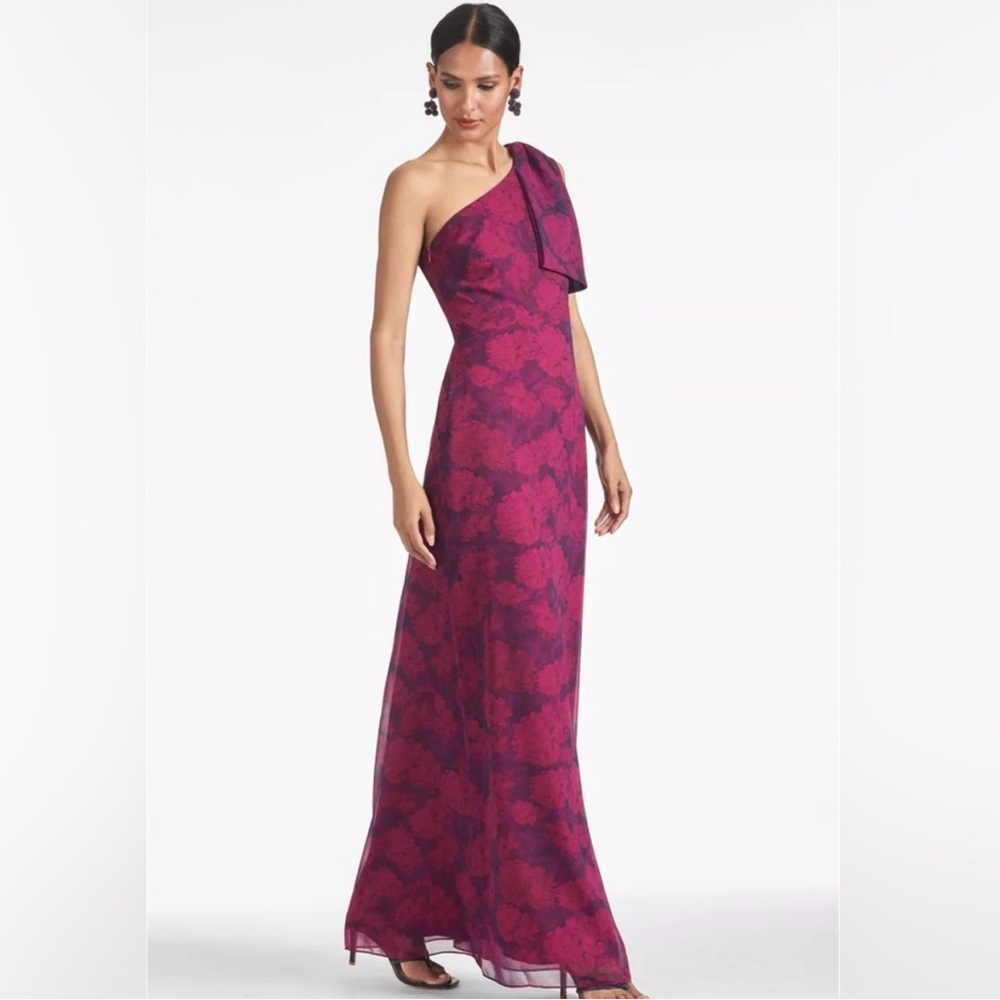 Sachin + Babi One Shoulder Floral Dress in Red and Purple